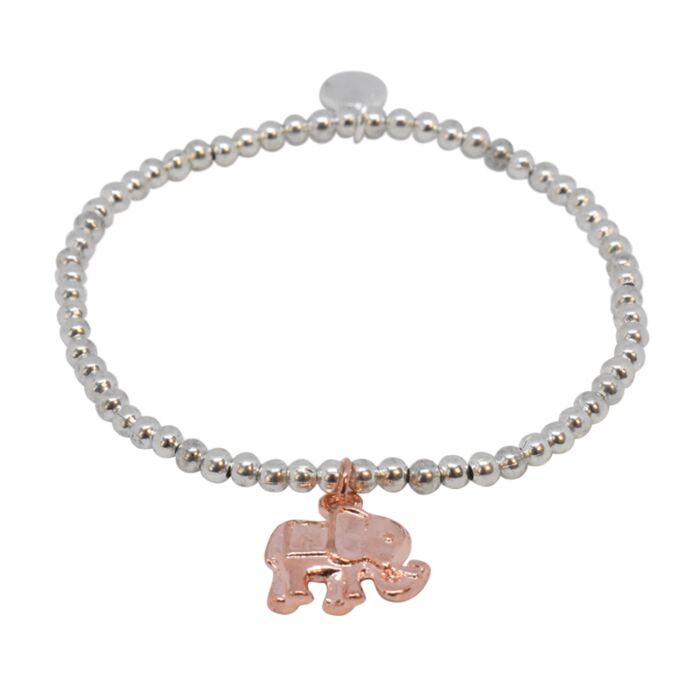 Catherine Loves Rose Gold Elephant Silver Plated Bracelet