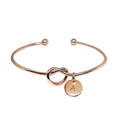 LOVE KNOT INITIAL ROSE GOLD BANGLE
