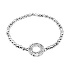SILVER STERLING CRYSTAL CUT OUT CIRCLE STACK BRACELET