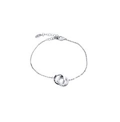 DOUBLE RING CIRCLE STERLING SILVER BRACLET