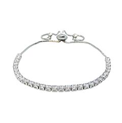 ALL ROUND CRYSTAL SILVER PLATED BRACELET WITH CRYSTAL DROPLETS
