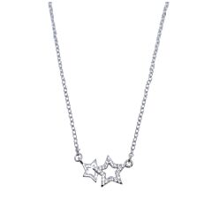 CRYSTAL STAR CHAIN STERLING SILVER NECKLACE