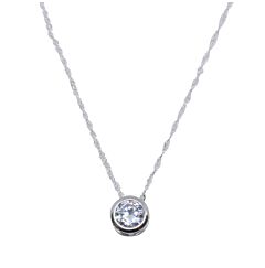 ZIRCON ROUND PENDANT STERLING SILVER NECKLACE