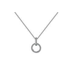 CRYSTAL DOUBLE RING PENDANT STERLING SILVER NECKLACE