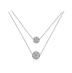 DOUBLE CRYSTAL BALL STERLING SILVER NECKLACE