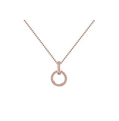 CRYSTAL DOUBLE RING PENDANT ROSE GOLD NECKLACE