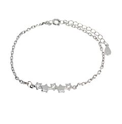 Crystal Pentagram Star Sterling Silver Bracelet