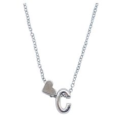Love Heart Initial Silver Plated Necklace C