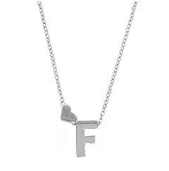 Love Heart Initial Silver Plated Necklace F