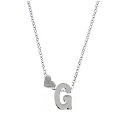 Love Heart Initial Silver Plated Necklace G