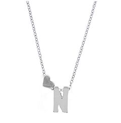 Love Heart Initial Silver Plated Necklace N