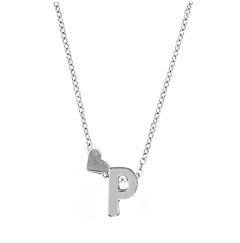 Love Heart Initial Silver Plated Necklace P