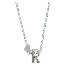 Love Heart Initial Silver Plated Necklace R