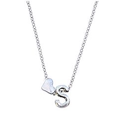 Love Heart Initial Silver Plated Necklace S