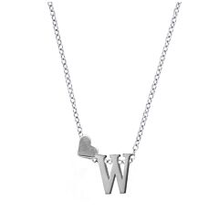 Love Heart Initial Silver Plated Necklace W