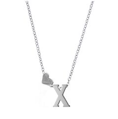 Love Heart Initial Silver Plated Necklace X