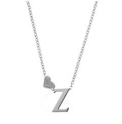 Love Heart Initial Silver Plated Necklace Z