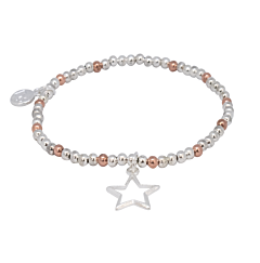 STAR CHARM SILVER AND ROSE GOLD PLATED BRACELET