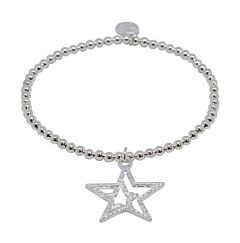 DOUBLE STAR SILVER PLATED BRACELET