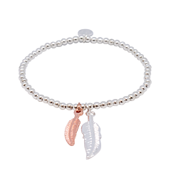 FEATHER CHARM SILVER PLATED BRACELET